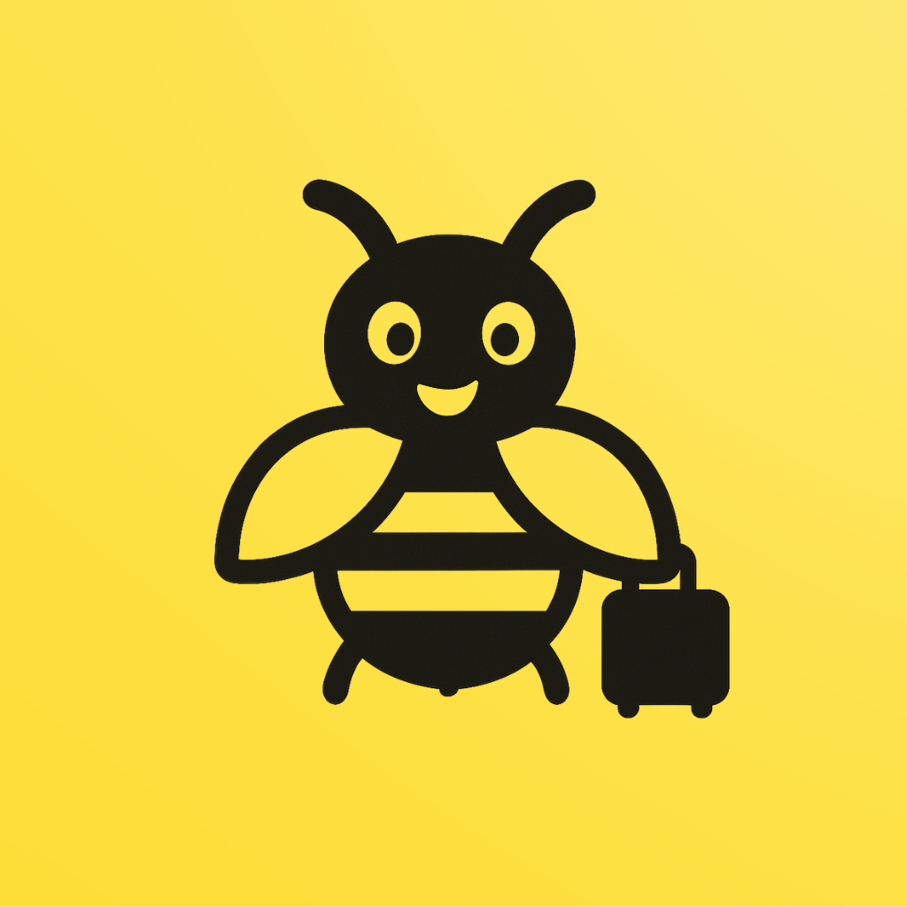 Travel Bug app showing map pins and saved locations